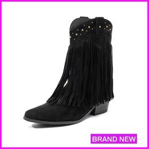 Western Cowgirl Boots Pull On Mid Calf Classic Pointed Toe Rodeo Style